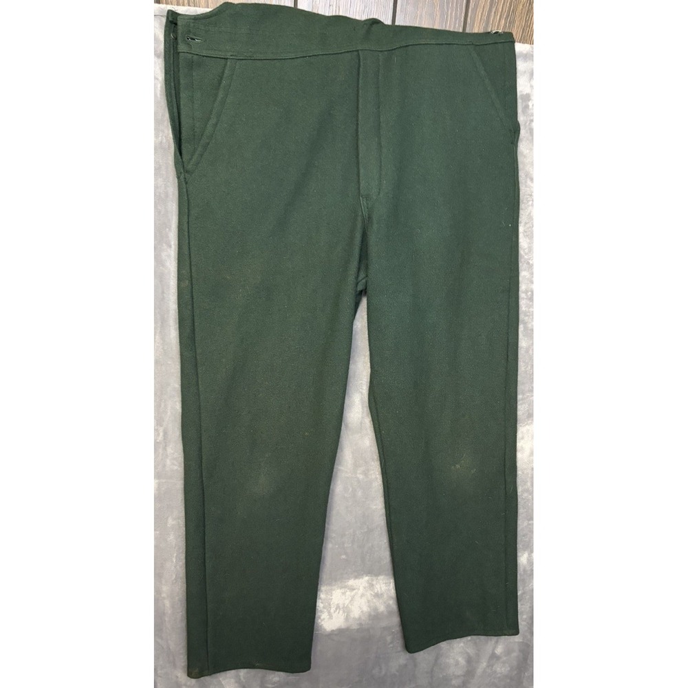 VTG Codet Bib Overalls Mens Mediun 30 in Green Wool Blend  Hunting Outdoor 90s - Picture 3 of 12
